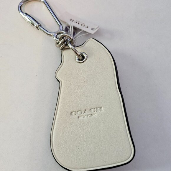 COACH Fox Key Chain Calf Leather Keyring SUEDE Fox Charm FOB bag purse NWT - Picture 4 of 4